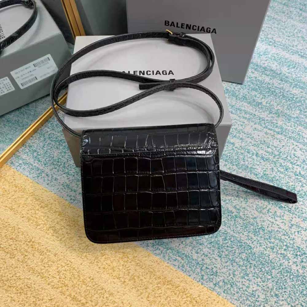 Balenciaga Women B. Small Bag in Black Crocodile Embossed Calfskin-Black 5 Balenciaga Women B. Small Bag in Black Crocodile Embossed Calfskin-Black - Image 5