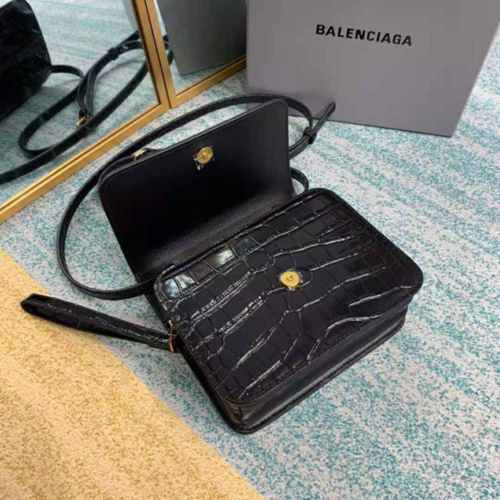 Balenciaga Women B. Small Bag in Black Crocodile Embossed Calfskin-Black 6 Balenciaga Women B. Small Bag in Black Crocodile Embossed Calfskin-Black - Image 6