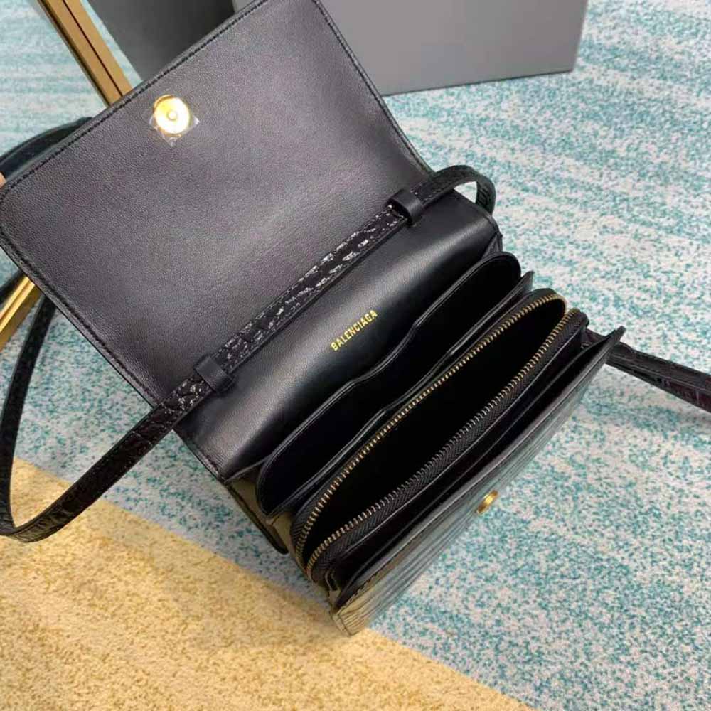 Balenciaga Women B. Small Bag in Black Crocodile Embossed Calfskin-Black 8 Balenciaga Women B. Small Bag in Black Crocodile Embossed Calfskin-Black - Image 8