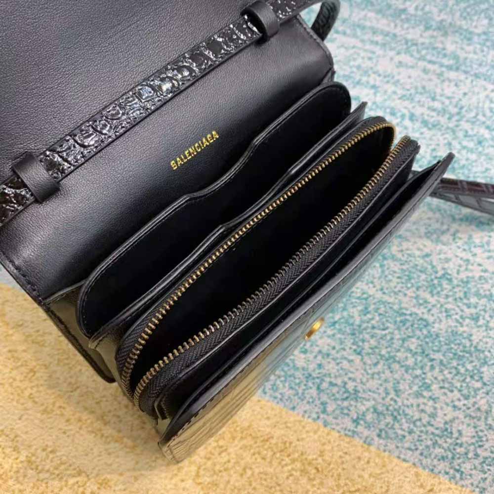 Balenciaga Women B. Small Bag in Black Crocodile Embossed Calfskin-Black 9 Balenciaga Women B. Small Bag in Black Crocodile Embossed Calfskin-Black - Image 9