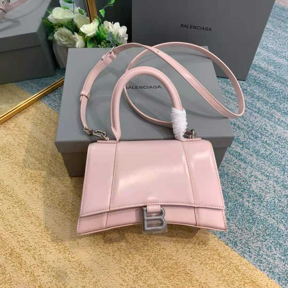 Balenciaga Women's Hourglass Small Top Handle Handbag in Box - Pink