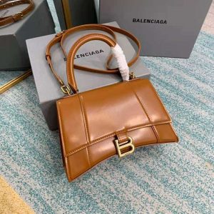 Balenciaga Small Hourglass Top Handle Bag in Brown