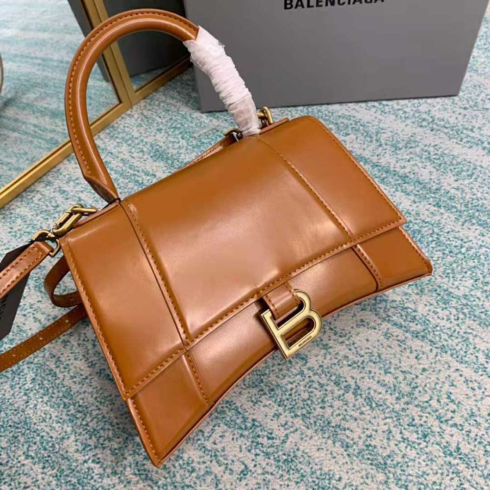 BALENCIAGA 2550$ Hourglass XS Top Handle Crossbody Bag In Shiny Box  Calfskin