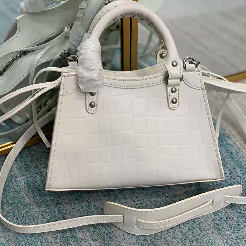 Balenciaga Neo Classic Mini Top Handle Bag In White Semi-shiny