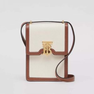 Burberry Women Cotton Canvas and Leather Robin Bag