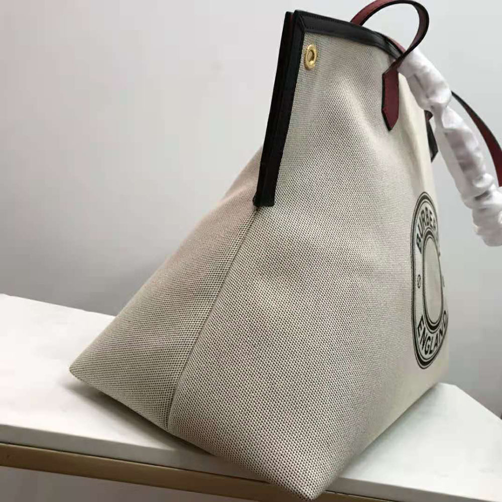 Burberry - Large Logo Graphic Cotton Canvas Society Tote  HBX - Globally  Curated Fashion and Lifestyle by Hypebeast