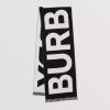 Burberry Women Logo Wool Jacquard Scarf-Black