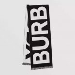 Burberry Women Logo Wool Jacquard Scarf-Black
