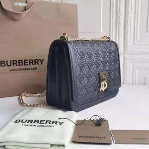 Burberry Small Quilted Monogram Lambskin TB Bag- Black