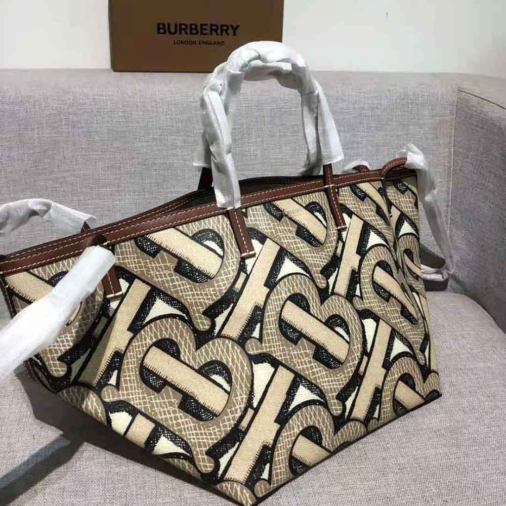 Burberry Mini Monogram E-Canvas Beach Tote - BAGAHOLICBOY