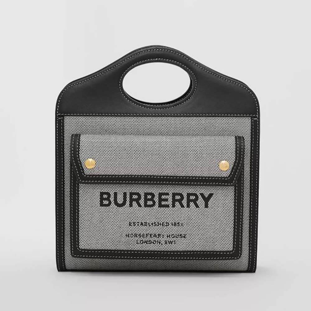 Burberry Women Mini Tri-tone Canvas and Leather Pocket Bag