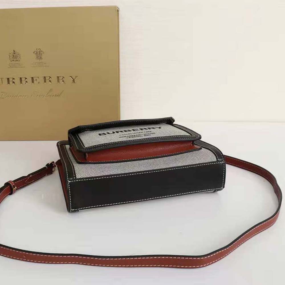 Burberry Women Mini Tri-tone Canvas and Leather Pocket Bag