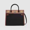 Burberry Women Mini Vintage Check Two-handle Title Bag-Black