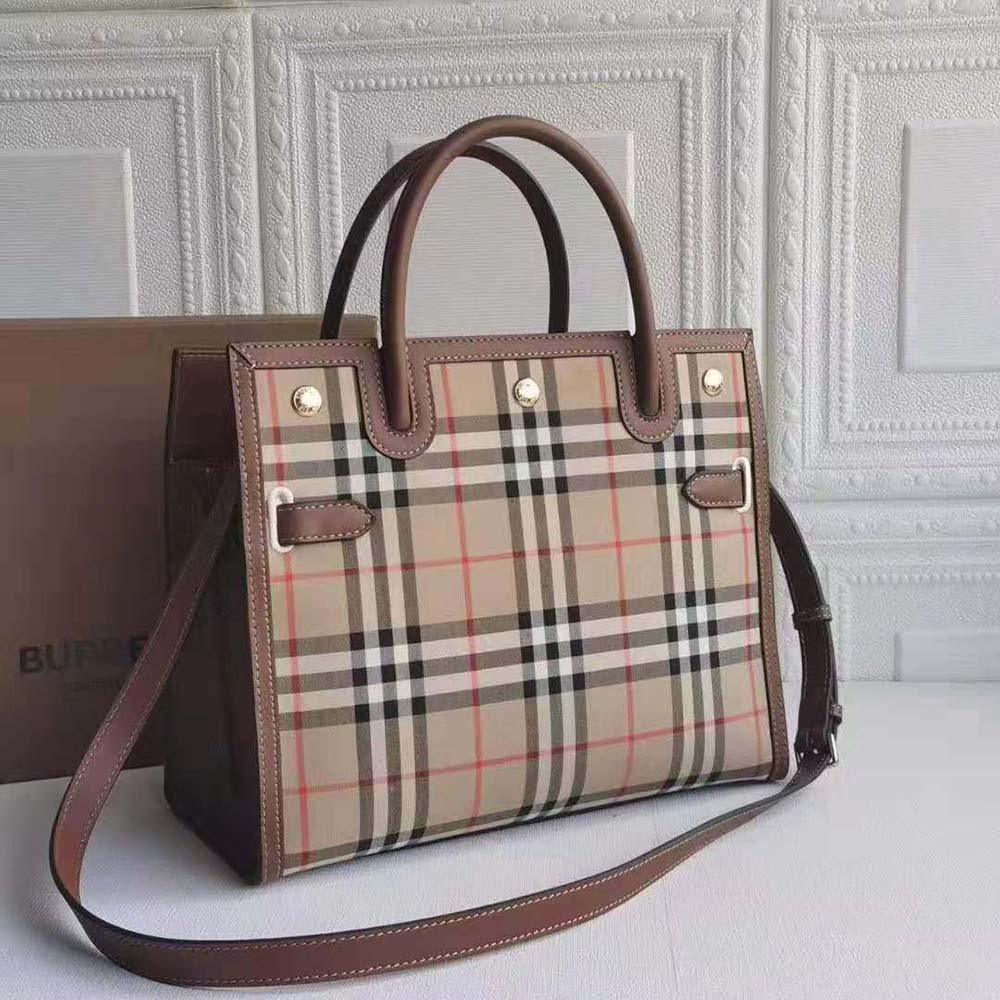 100% Authentic Burberry Mini Vintage Check Two-handle Title Bag B Conscious