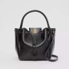 Burberry Women Monogram Motif Leather Bucket Bag-Black