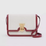 Burberry Women Small Two-tone Canvas and Leather TB Bag-Red