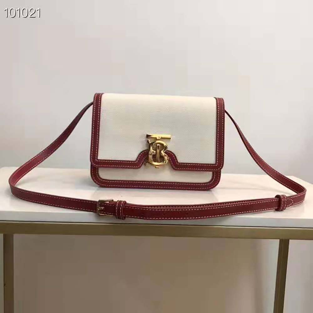 Burberry small two-tone canvas and leather TB bag replica