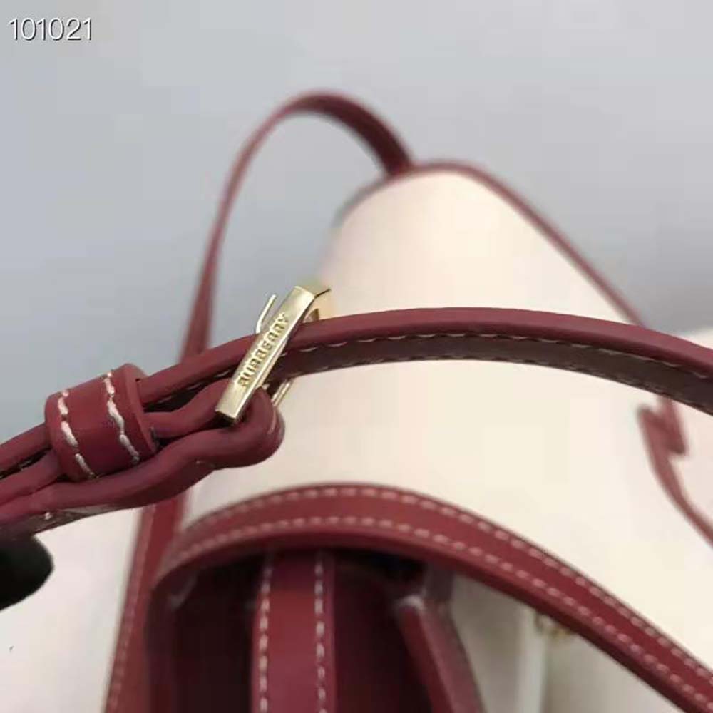 Burberry Women Small Two-tone Canvas and Leather TB Bag-Red 9 Burberry Women Small Two-tone Canvas and Leather TB Bag-Red - Image 9