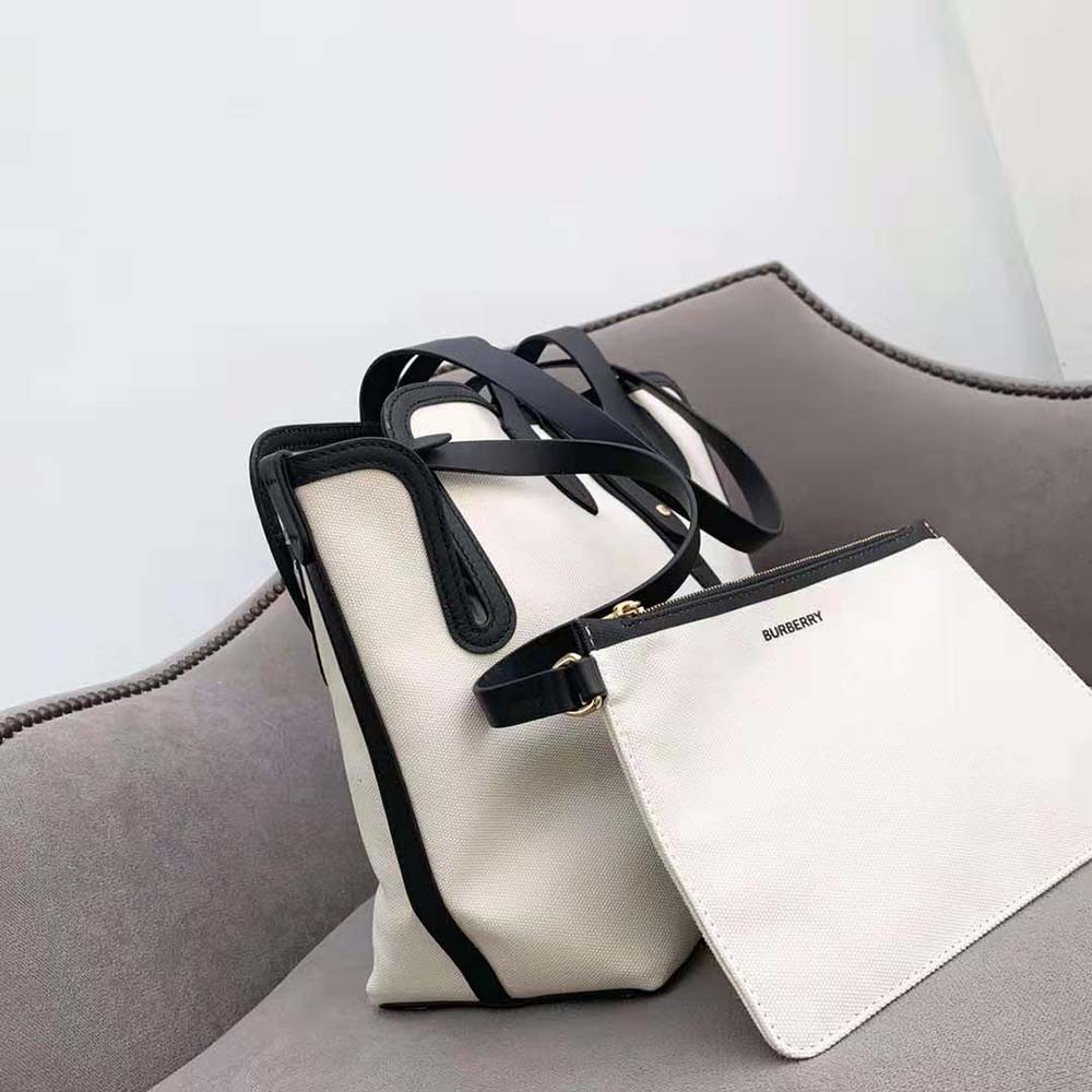 Burberry Women The Medium Soft Cotton Canvas Belt Bag-White 4 Burberry Women The Medium Soft Cotton Canvas Belt Bag-White - Image 4