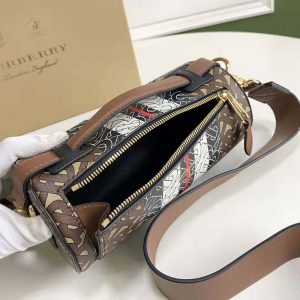 Burberry Women The Monogram Stripe E-canvas and Leather Barrel Bag