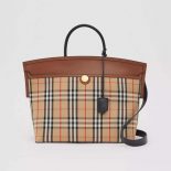 Burberry Women Vintage Check and Leather Society Top Handle Bag