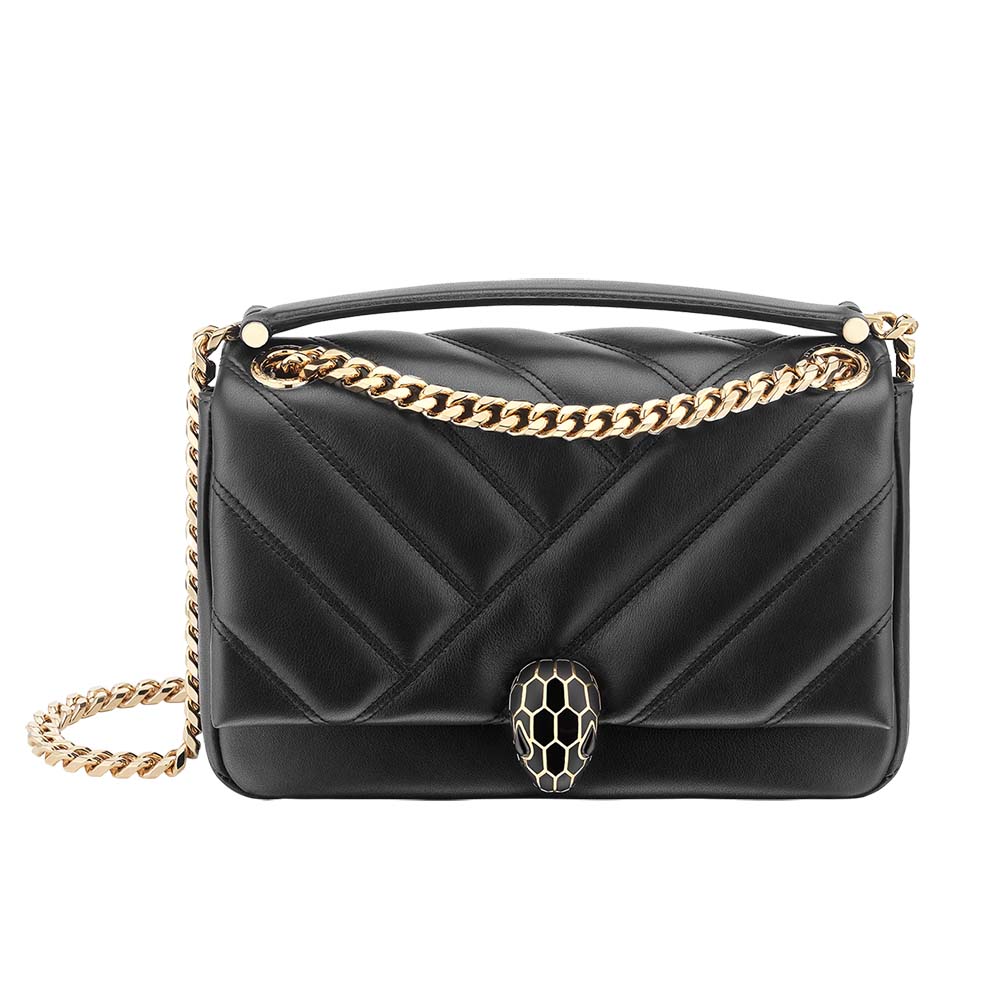 Bvlgari Women Serpenti Cabochon Shoulder Bag-Black