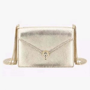 Bvlgari Women Serpenti Forever Shoulder Bag in Karung Leather-Gold