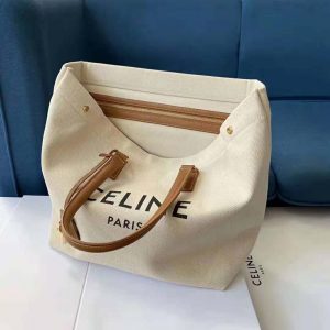 Horizontal cabas celine in canvas discount with celine print and calfskin