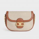 Celine Women Medium Chain Maillon Triomphe Bag in Textile and Calfskin