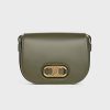 Celine Women Medium Maillon Triomphe Bag in Natural Calfskin-Green