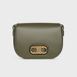 Celine Women Medium Maillon Triomphe Bag in Natural Calfskin-Green