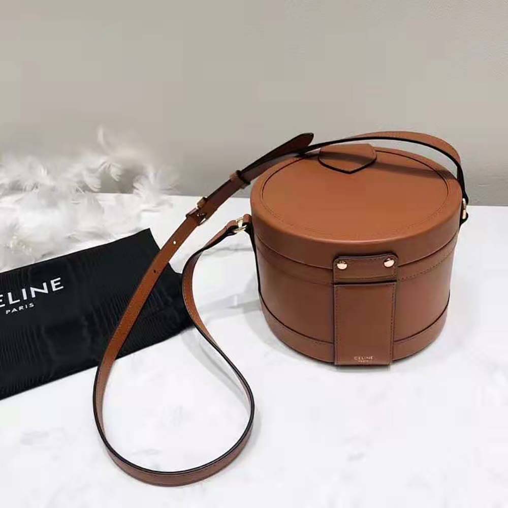 Celine Women Medium Tambour Bag in Smooth Calfskin Brown