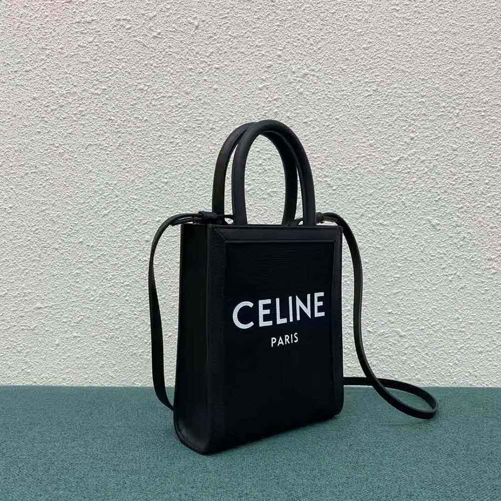 CELINE Canvas Calfskin Mini Vertical Cabas Black 970951