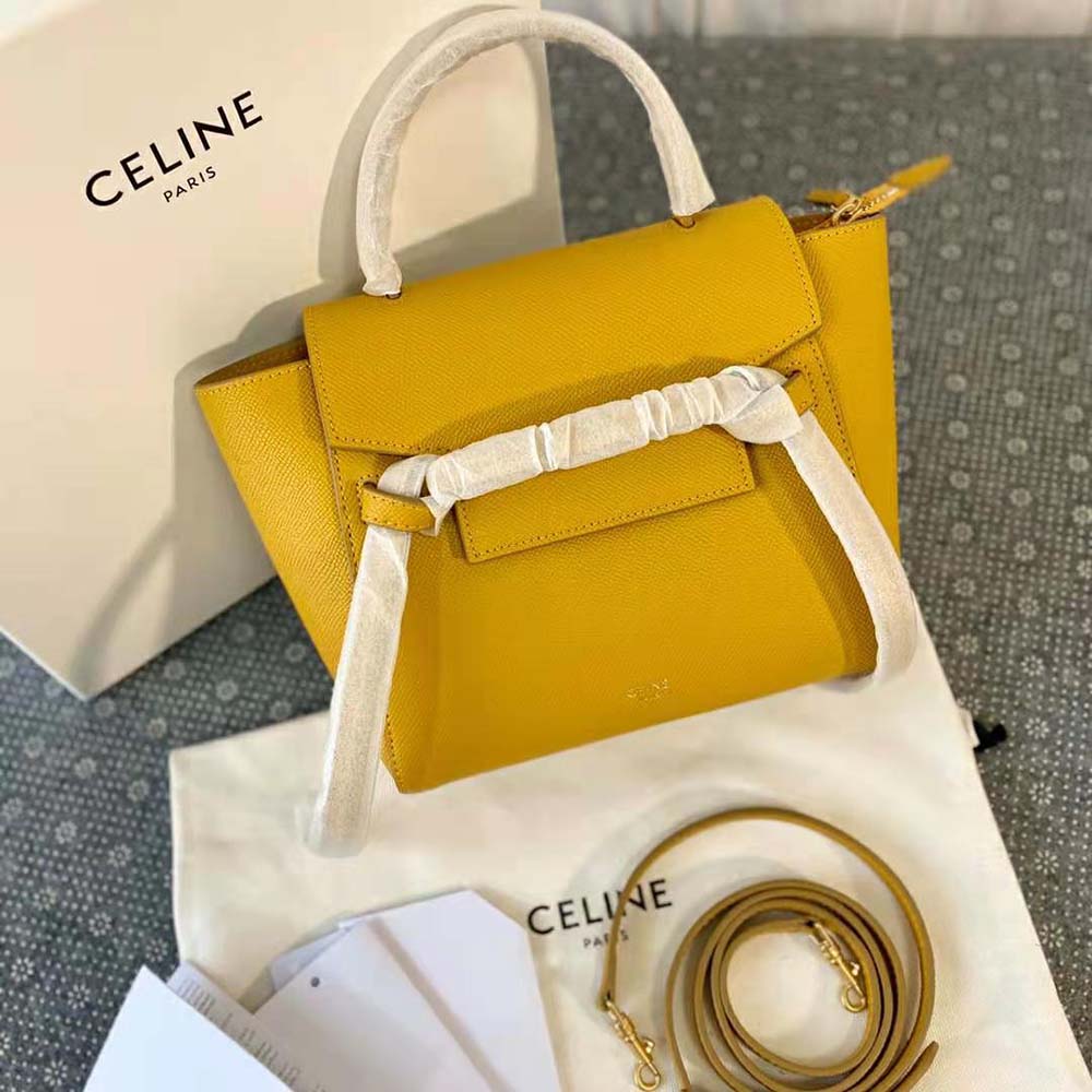 Celine Belt Bag Textured Leather Nano Yellow 2084371