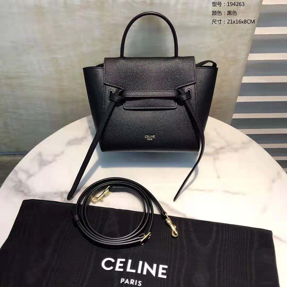 Celine pico belt bag in grained calfskin - Black in 2023