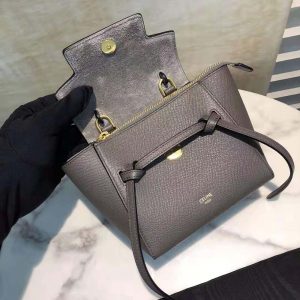 MINI BELT BAG IN GRAINED CALFSKIN - GREY