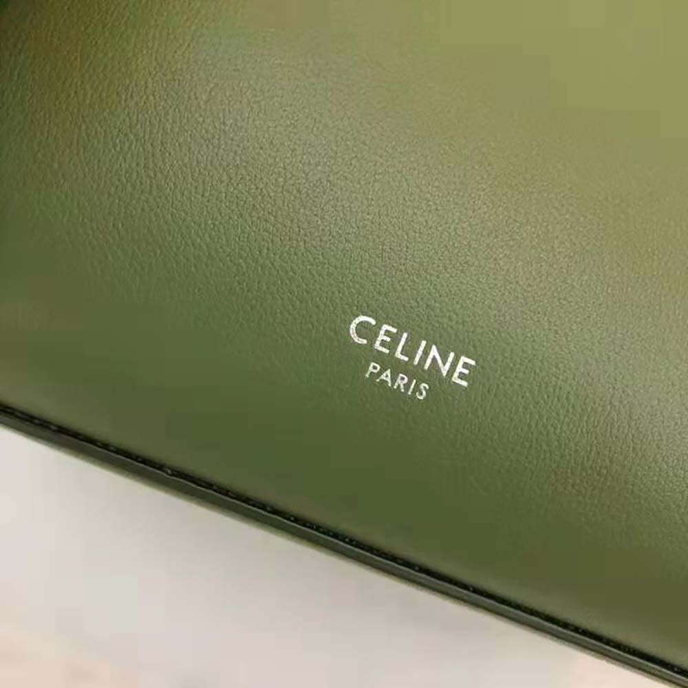 Celine Mini Vertical Cabas Calfskin Canvas Shoulder Bag Lime