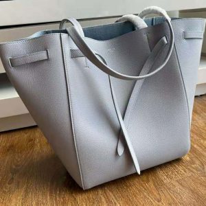 Celine - Phantom Small Tote Bag in Grained Calfskin, Women , Grey