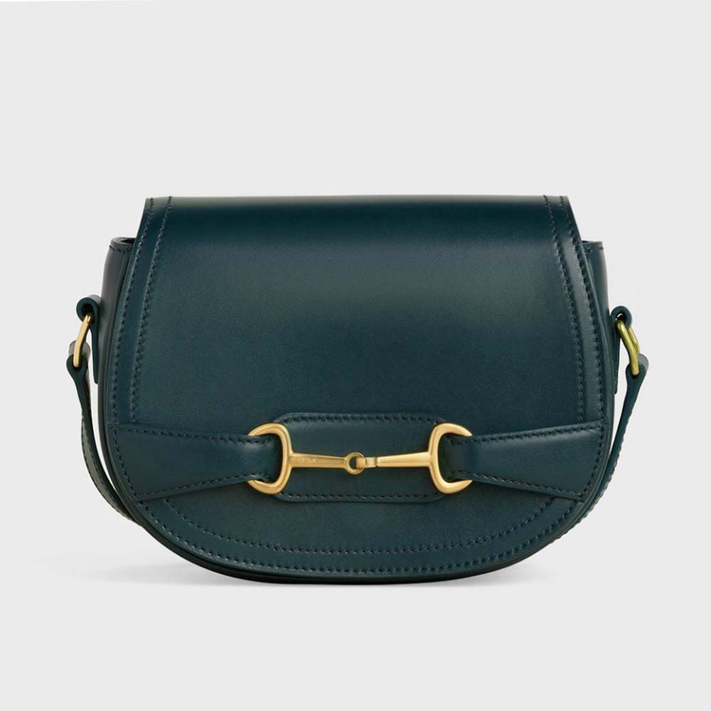 Celine Women Small Cr cy Bag in Satinated Calfskin Green