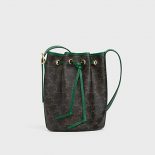 Celine Women Small Drawstring Bag in Triomphe Canvas-Green
