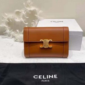 Celine Women Strap Bag Triomphe in Natural Calfskin Brown