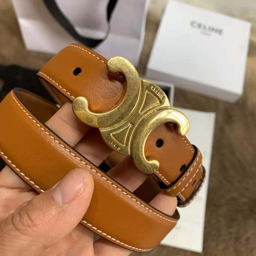 CELINE 1550$ Belt Bag Triomphe Belt - Tan Brown Triomphe Canvas / Calfskin