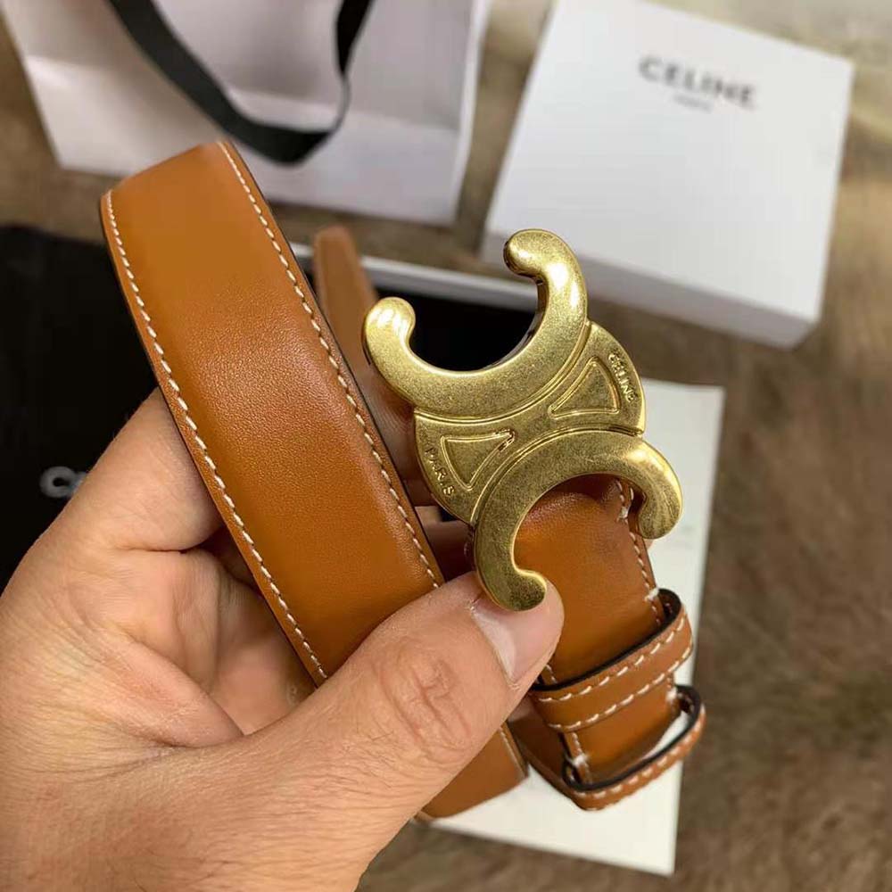 Céline Celine Medium Maillon Triomphe belt 85cm Brown Leather ref