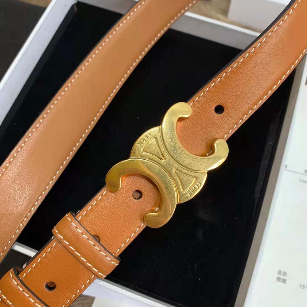 Triomphe leather belt Celine Brown size 80 cm in Leather - 31718550