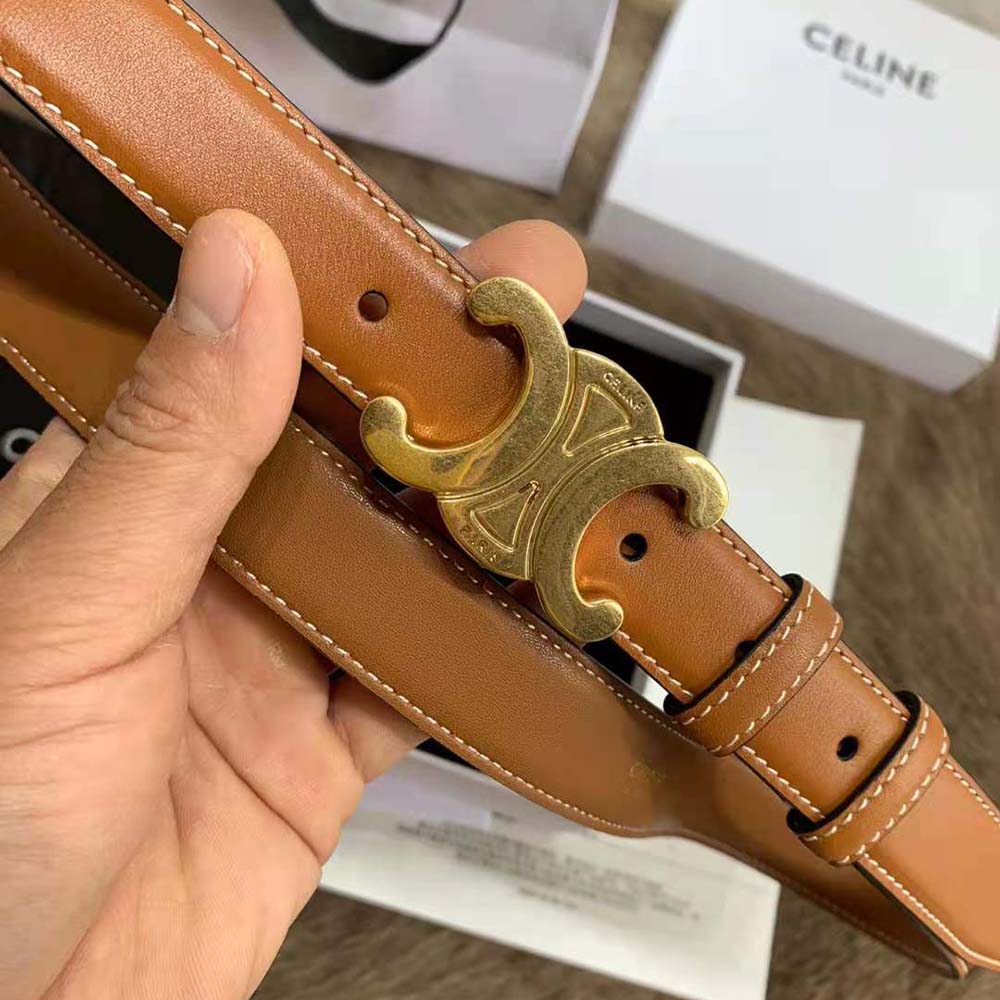 Triomphe leather belt Celine Brown size 80 cm in Leather - 31718550