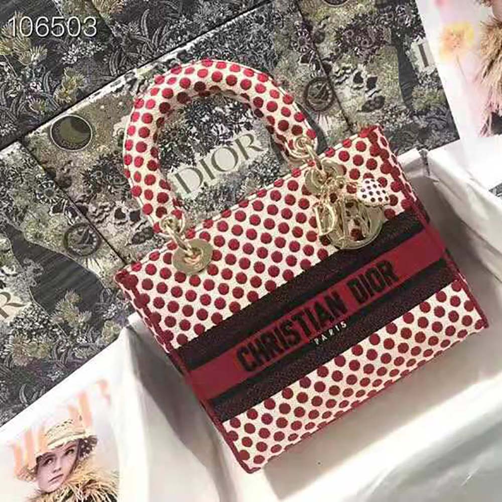 Dior Medium Lady D-Lite Dioramour Bag Red Dior Dots Embroidery 2 Dior Medium Lady D-Lite Dioramour Bag Red Dior Dots Embroidery - Image 2