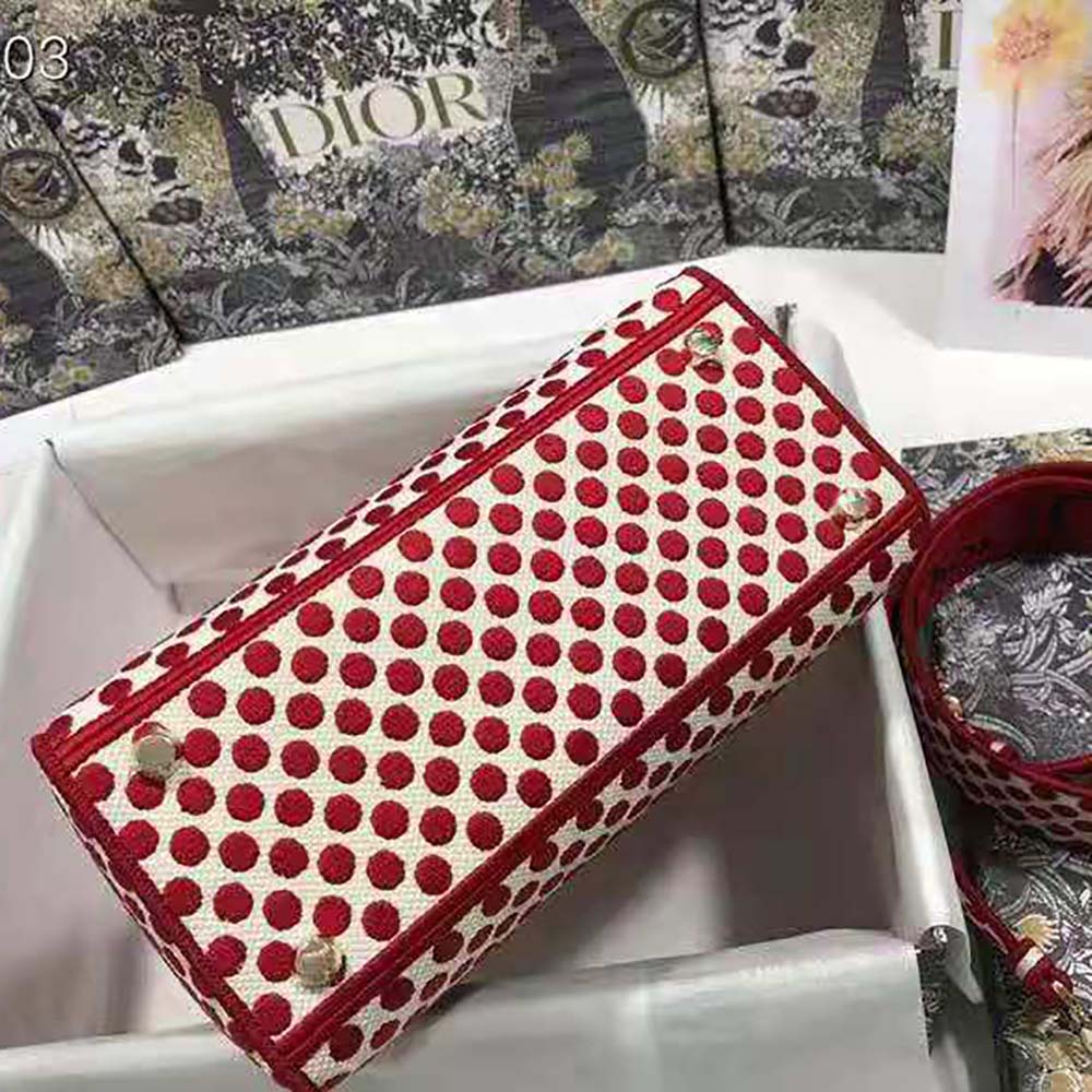 Dior Medium Lady D-Lite Dioramour Bag Red Dior Dots Embroidery 5 Dior Medium Lady D-Lite Dioramour Bag Red Dior Dots Embroidery - Image 5
