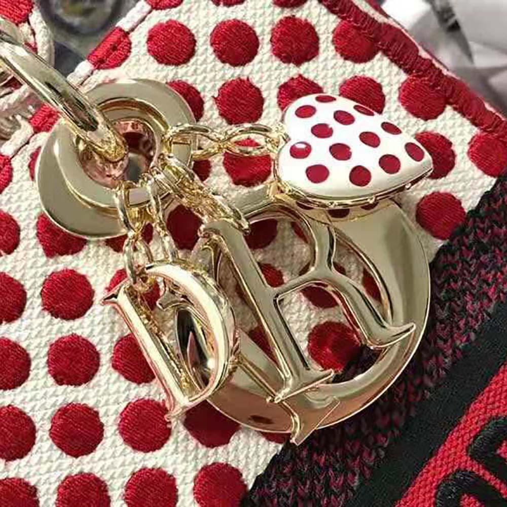 Dior Medium Lady D-Lite Dioramour Bag Red Dior Dots Embroidery 7 Dior Medium Lady D-Lite Dioramour Bag Red Dior Dots Embroidery - Image 7