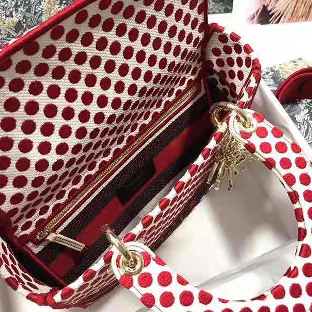 Dior Medium Lady D-Lite Dioramour Bag Red Dior Dots Embroidery 9 Dior Medium Lady D-Lite Dioramour Bag Red Dior Dots Embroidery - Image 9