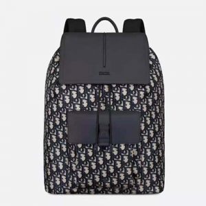 Dior Men Motion Backpack Beige and Black Dior Oblique Jacquard and Black Grained Calfskin